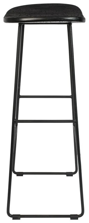 Scaun de bar negru din lemn de tec (înălțime șezut 76 cm) Tangle – White Label