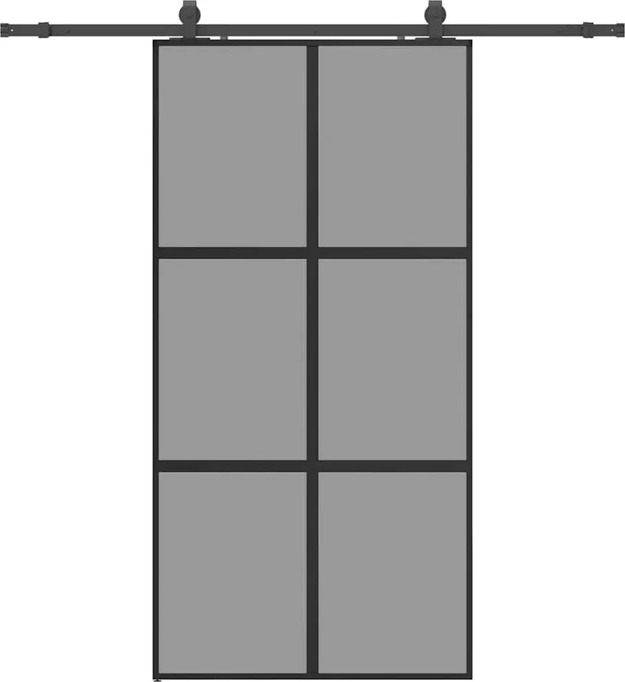vidaXL Ușă glisantă cu set de feronerie neagră sticlă securizată
