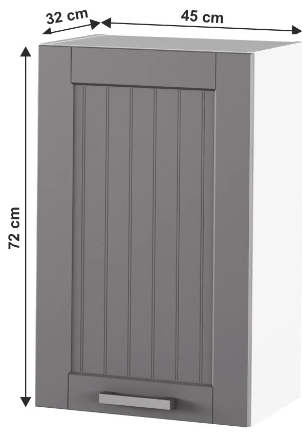 Dulap superior de bucătărie Janne Typ 5 (gri închis + alb). 1021189