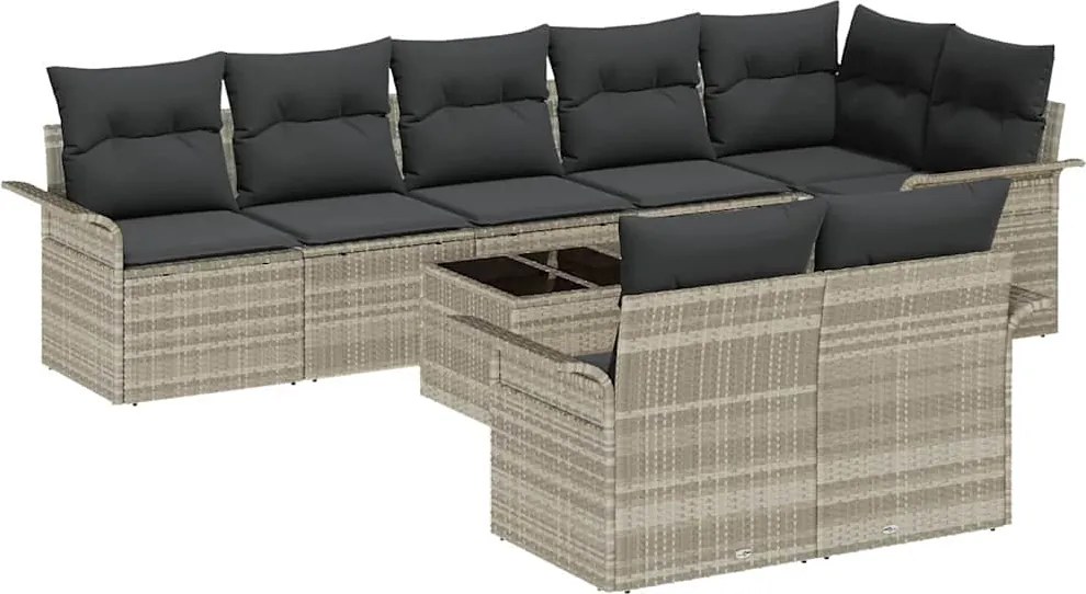 vidaXL Set de canapele pentru grădină 9 pcs Gri deschis poliratan