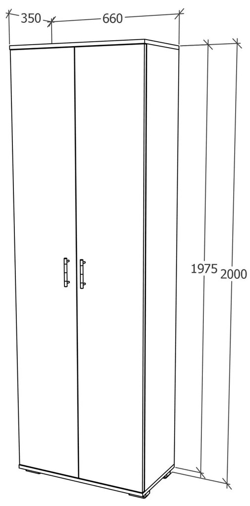 Dulap Como, 2 Usi, Antracit/Alb, L 66 x l 35 x H 200 cm