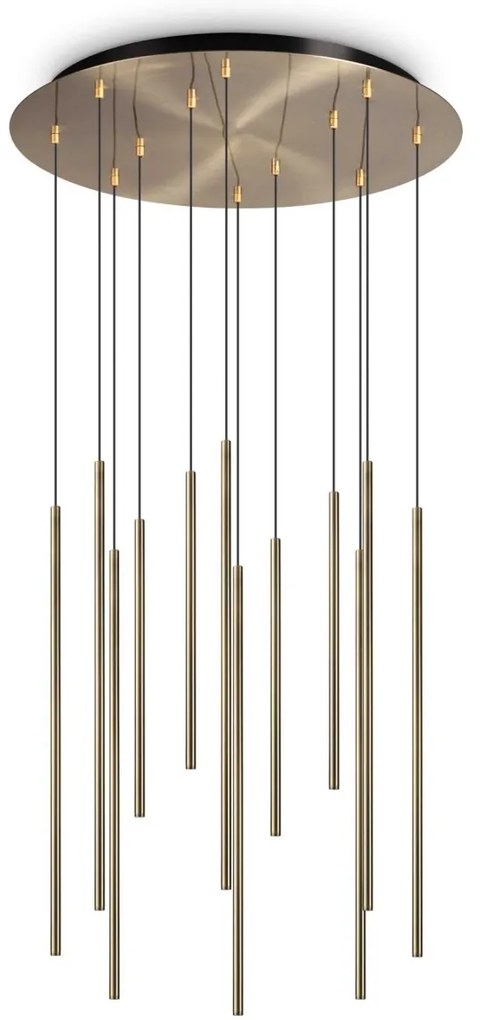 Lustra cu 12 pendule LED design tubular FILO SP12 OTTONE