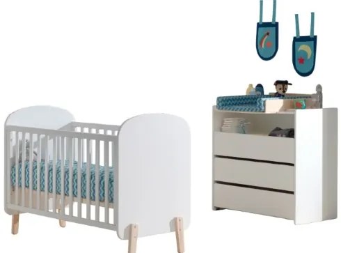 Set KIDDY este format dintr-un Pat copii pentru copii (60x120) cu comodă cu 3 sertare și un schimbător.