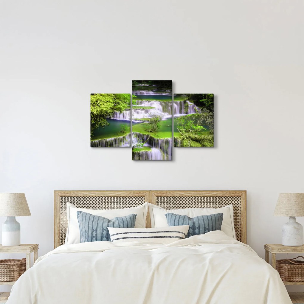 Tablou - Cascada Huay Mae Khamin, Kanchanaburi, Thailanda (90x60 cm)