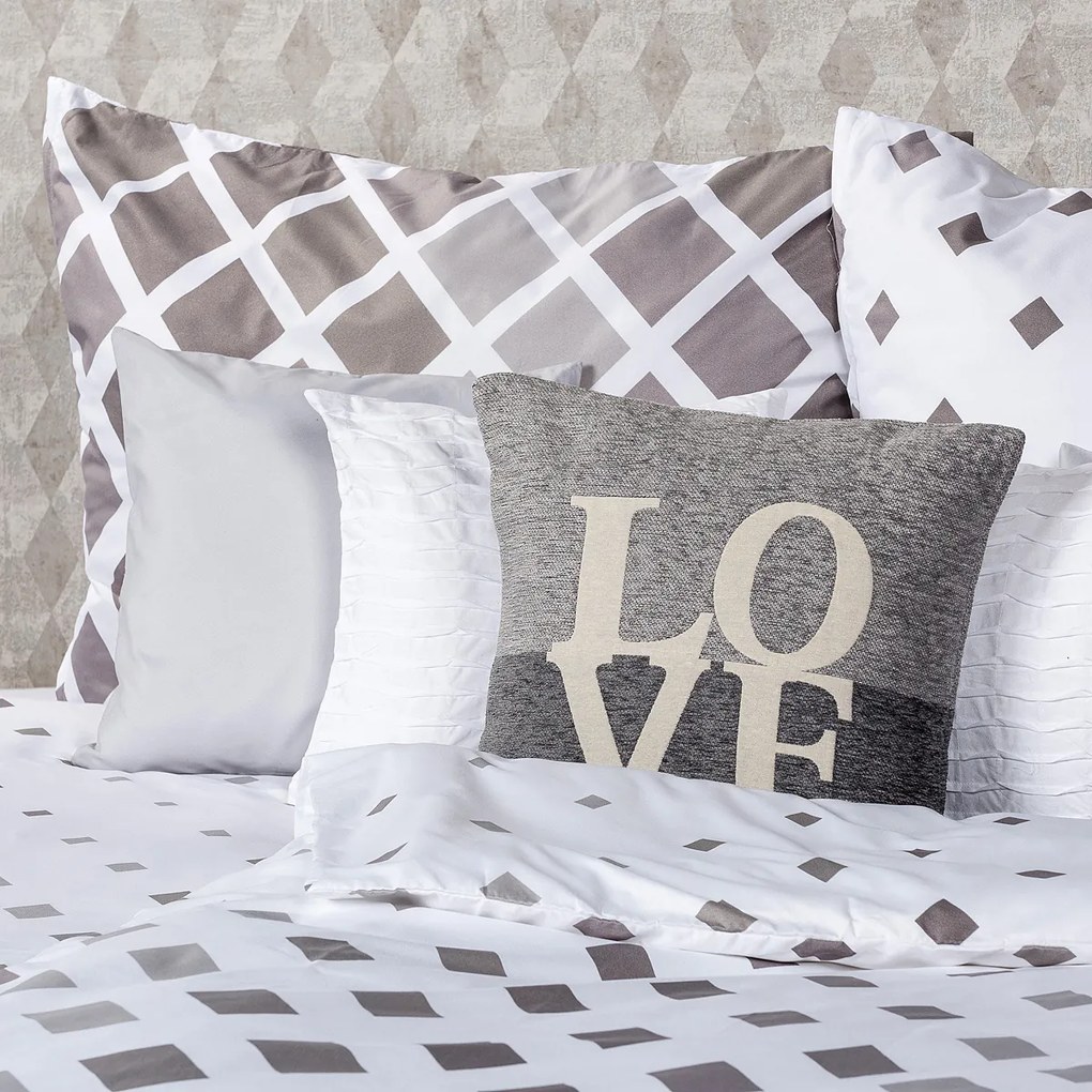 Lenjerie de pat 4Home Geometric, gri micro, 140 x 220 cm, 70 x 90 cm