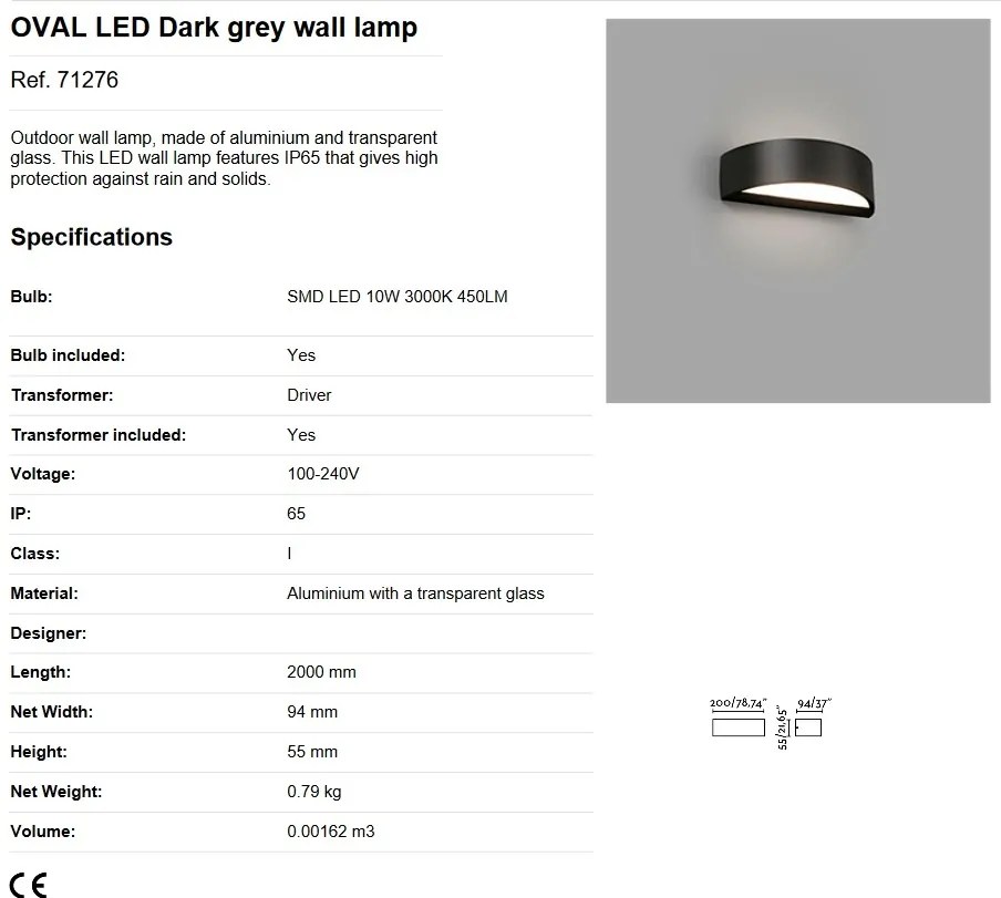 Aplica LED de exterior ambientala design modern IP65 OVAL