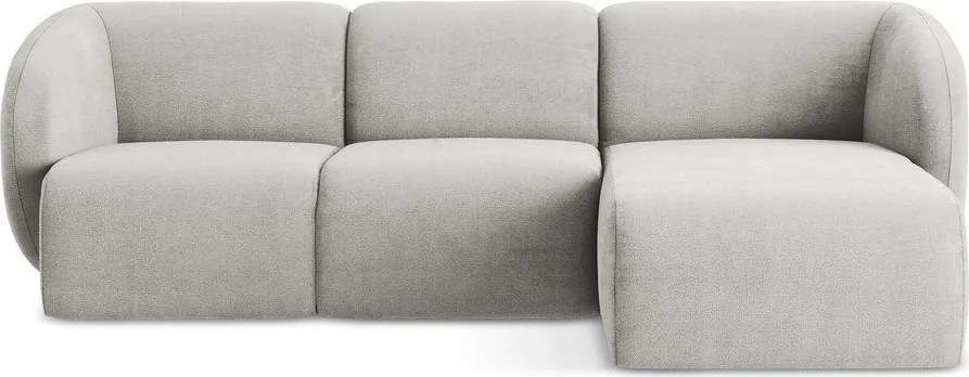 Colțar gri deschis cu tapițerie din chenille (cu colț pe partea dreaptă/cu șezlong) Lani – Makamii