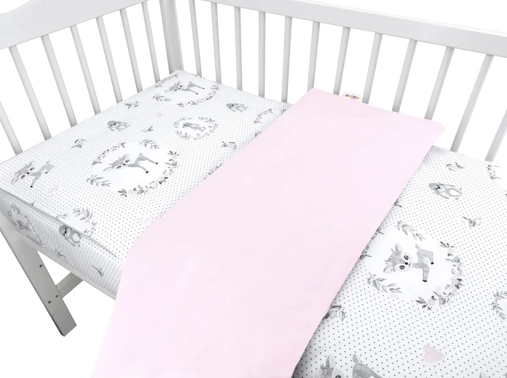 Baby Nellys 2-dílné lenjerie de pat din bumbac, Fawn - roz, 135 x 100 135x100