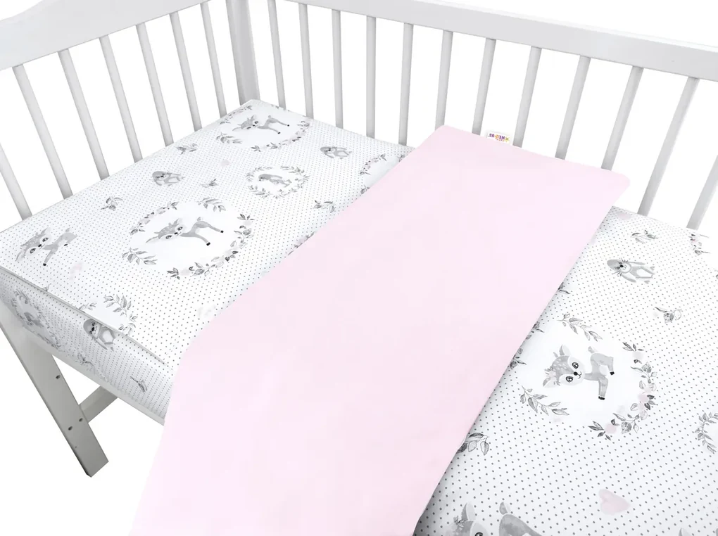Baby Nellys 2-dílné lenjerie de pat din bumbac, Fawn - roz, 135 x 100 135x100