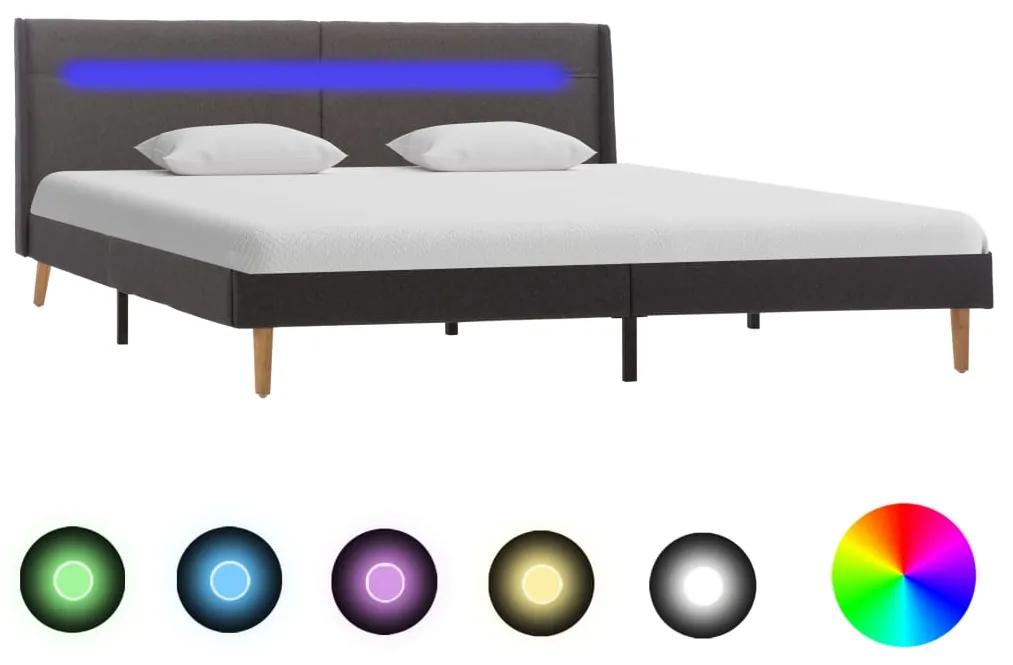 286714 vidaXL Cadru de pat cu LED, gri, 180 x 200 cm, material textil