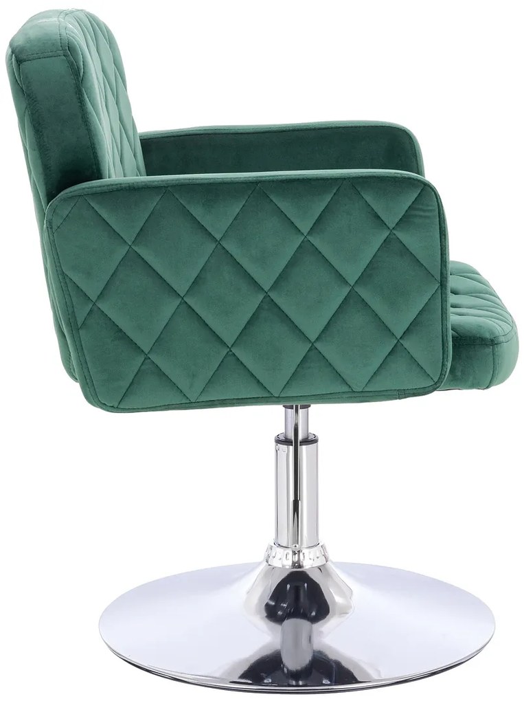 HR802N Scaun Verde din Catifea cu Bază Cromata