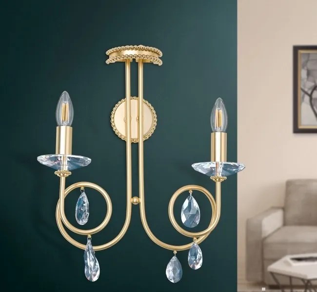 Aplica perete stil clasic cu cristale Swarovski Giada auriu mat