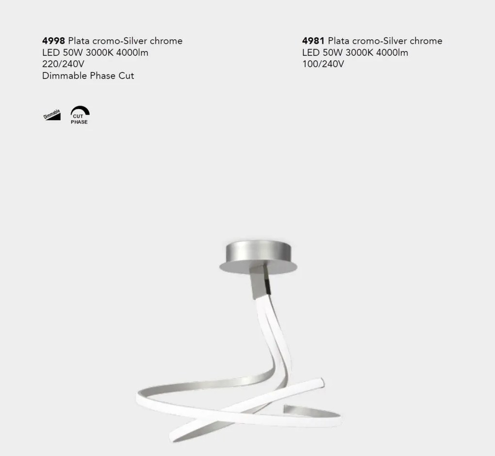 Lustra LED aplicata design modern NUR argintiu crom
