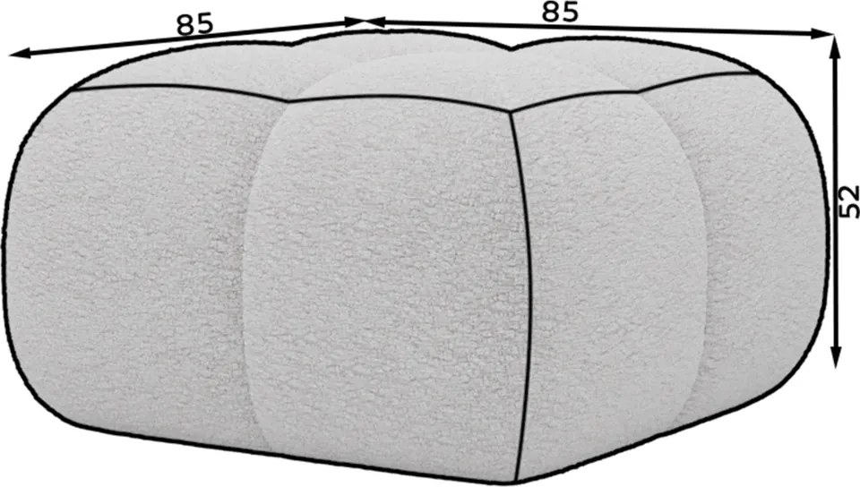 Puf Tapitat Covio 85x85x52 cm, Beige Bouclé – Royal 18