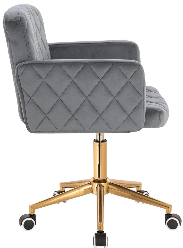 HR802K Scaun Grafit din Catifea cu Bază Aurie