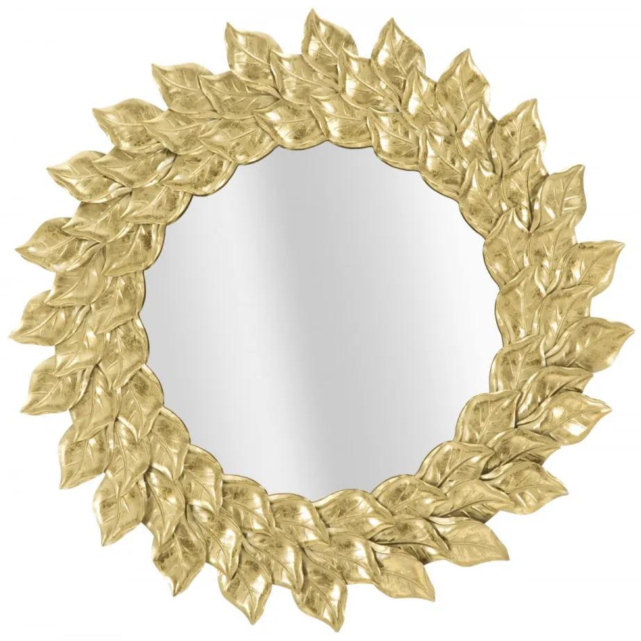 Oglinda decorativa aurie cu rama din metal, ∅ 73 cm, Glam Petal Mauro Ferretti