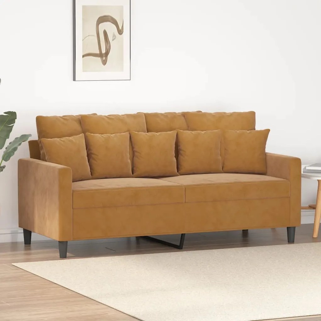 348882 vidaXL Canapea cu 2 locuri, maro, 140 cm, catifea
