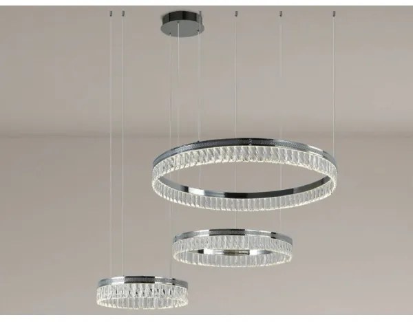 Lustră cu cristale LED THALIA, reglabilă, suspendată pe cablu, 120W/230V 3000-6000K + telecomandă