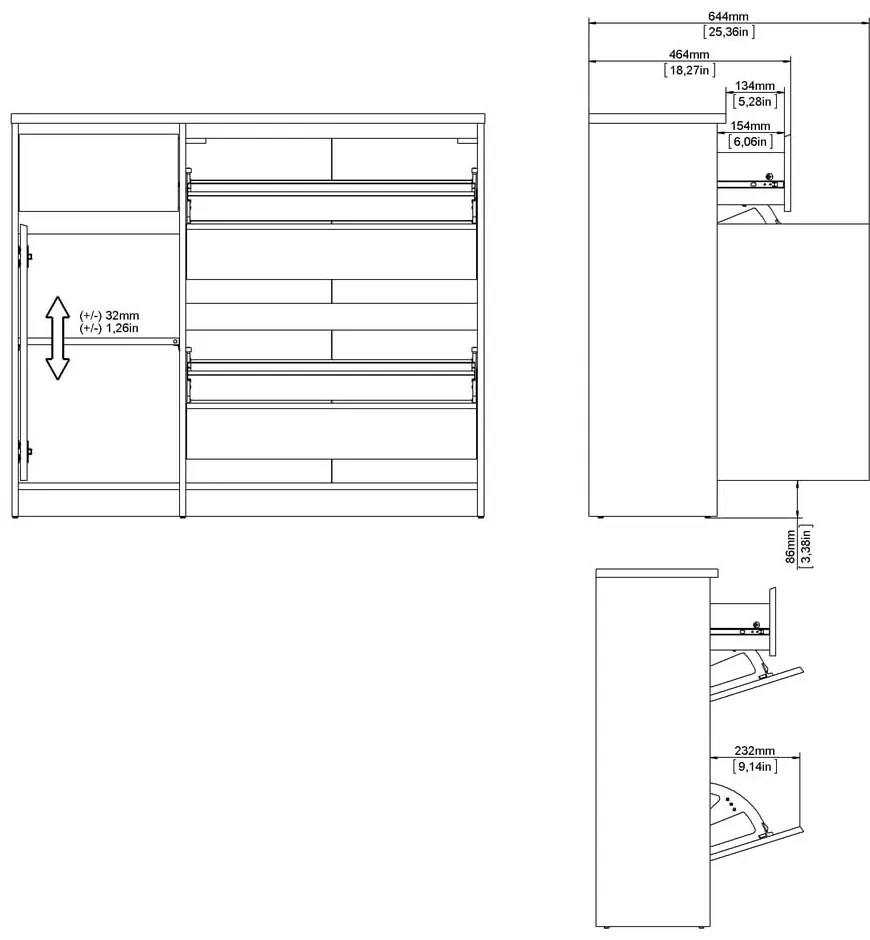 Pantofar în culoare naturală cu deschidere înclinată cu aspect de lemn de stejar 109x93x32 cm Naia – Tvilum