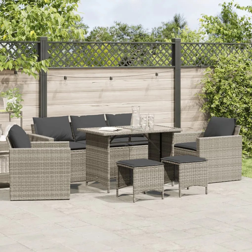 vidaXL Set canapele de grădină cu perne, 6 piese gri deschis poliratan