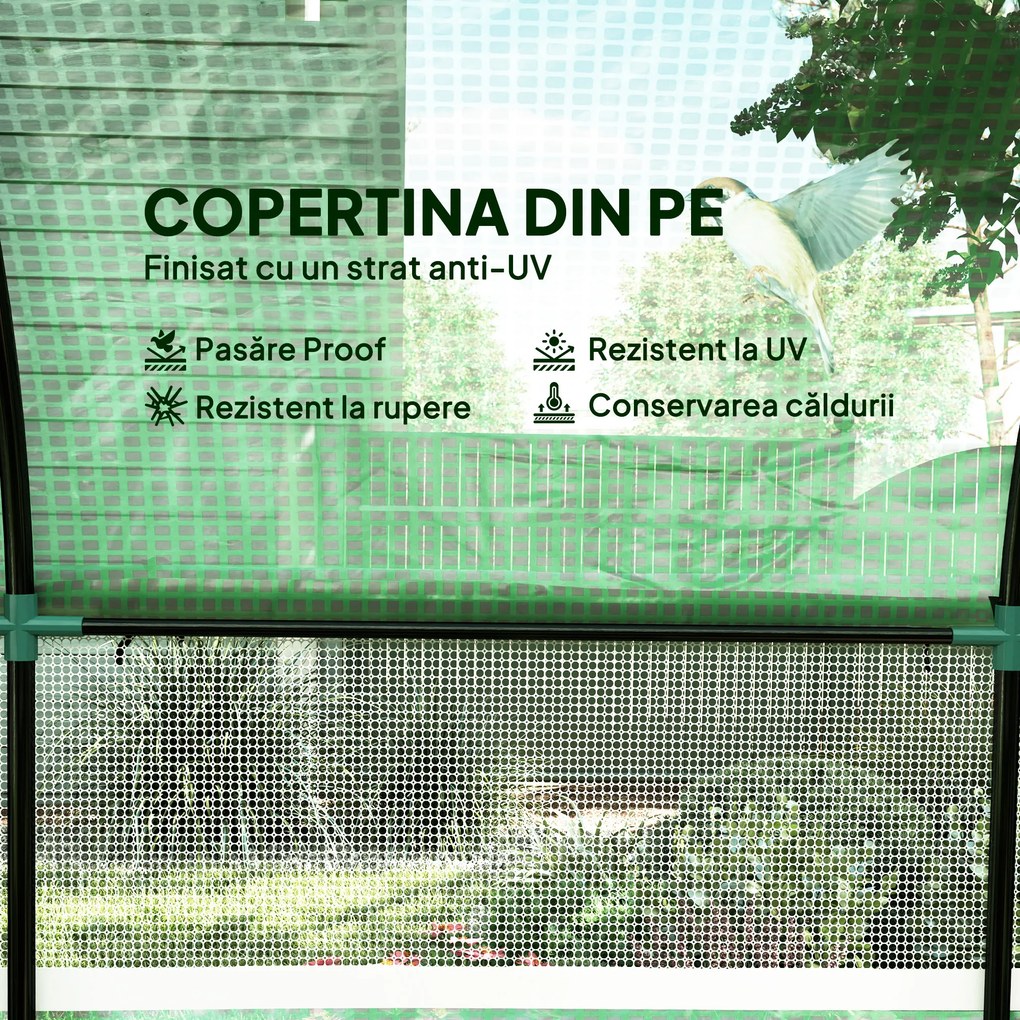 Outsunny Seră Tip Tunel 300 x 300cm Walk-In - Verde | Aosom Romania