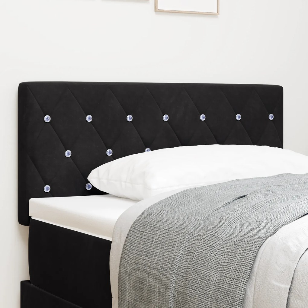 vidaXL Tăblie LED cu lumini cu bandă LED Argyle Negru 90 cm Catifea