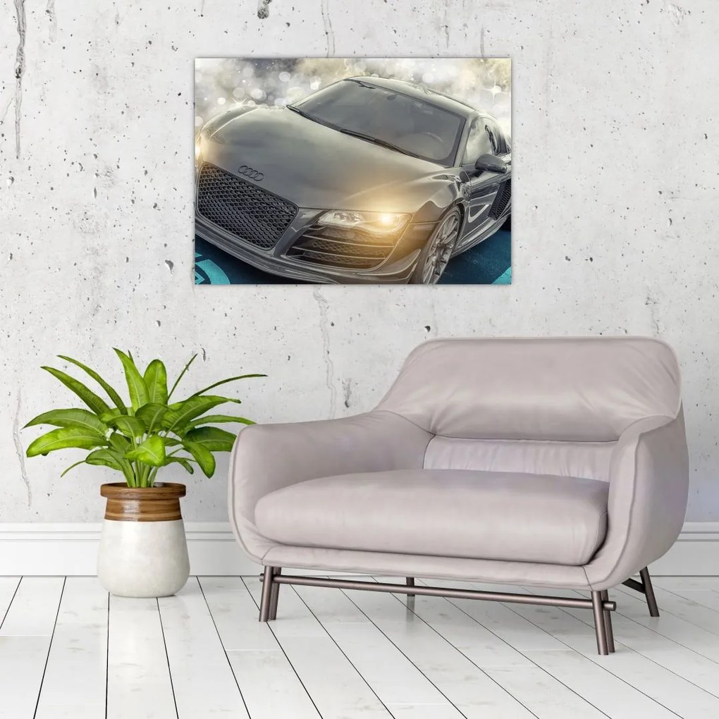 Tablou pe sticlă cu Audi - gri (70x50 cm)
