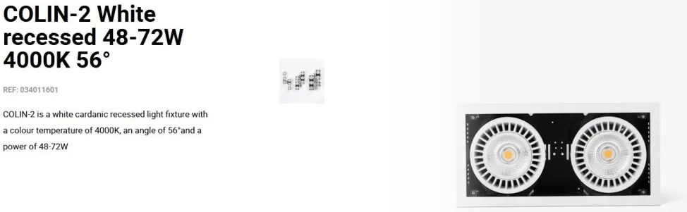 Spot LED incastrabil COLIN-2 White recessed 48-72W 4000K 56°