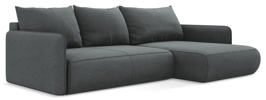 Colțar gri extensibil/cu spațiu de depozitare (cu colț pe partea dreaptă) Nanea – Makamii