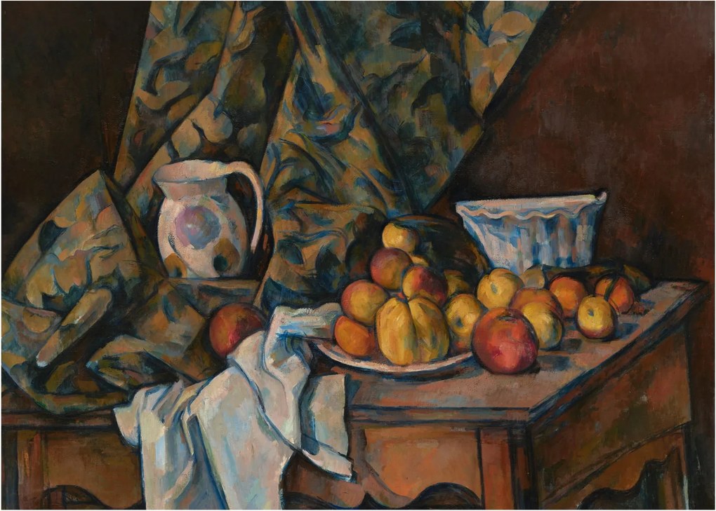 Tablou pe sticlă - Paul Cézanne, Still Life with Apples and Peaches, reproducere (70x50 cm)