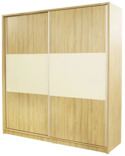 Dormitor Milano Sonoma cu Pat Tapitat Bej 160x200