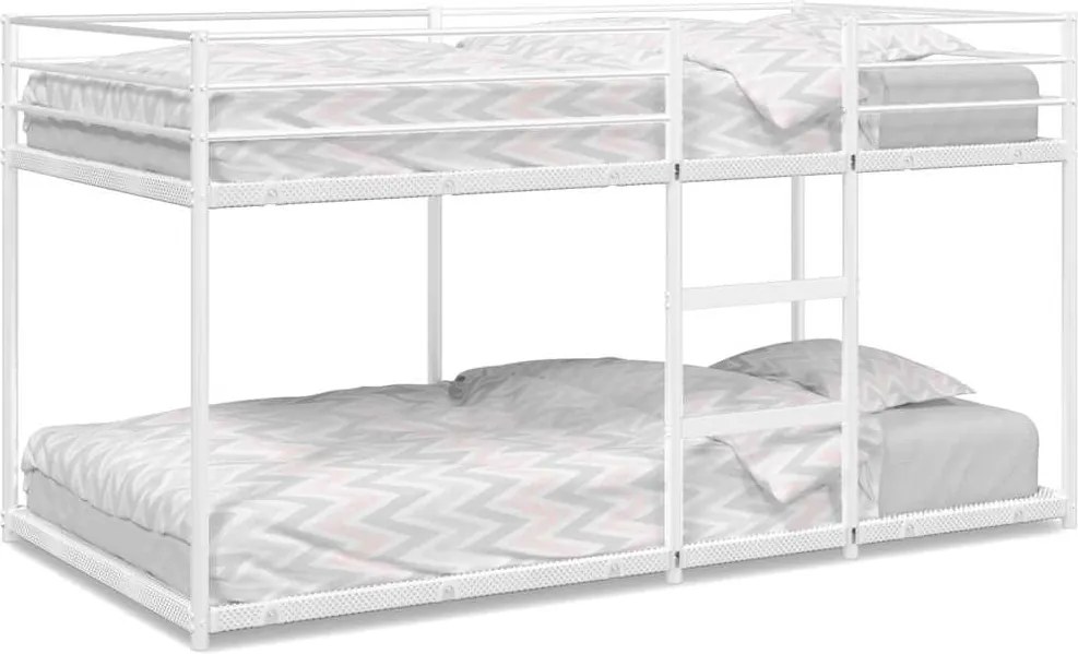 vidaXL Pat supraetajat fără saltea alb 80x200 cm oțel