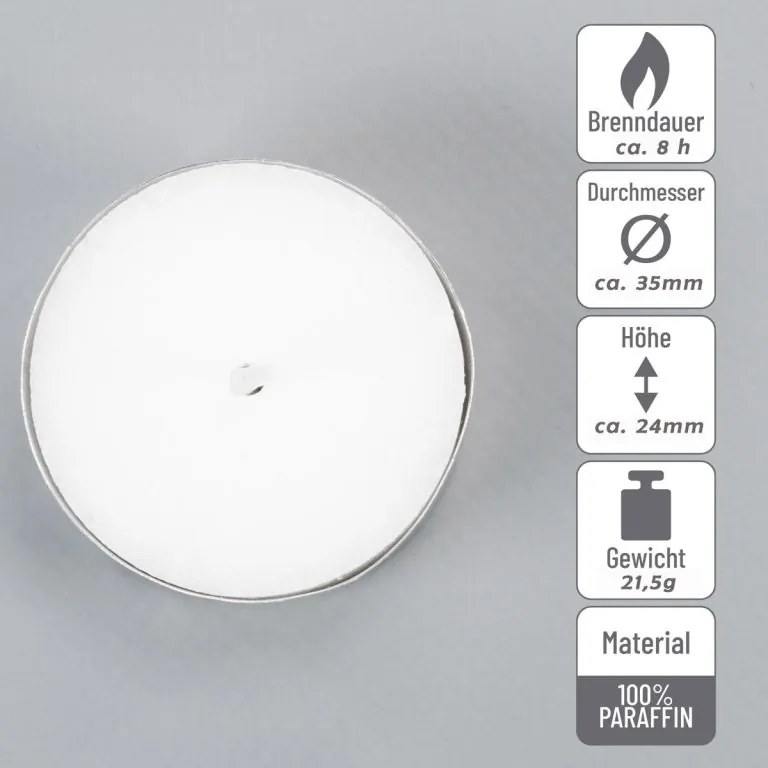 Lumini  albe, fără parfum, albe 100 buc, 8 ore de ardere