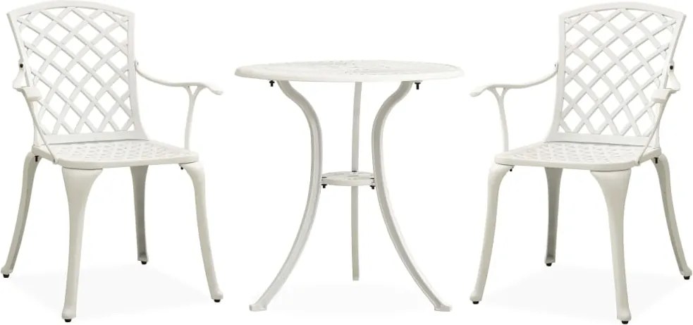 vidaXL Set mobilier bistro, 3 piese, alb, aluminiu turnat