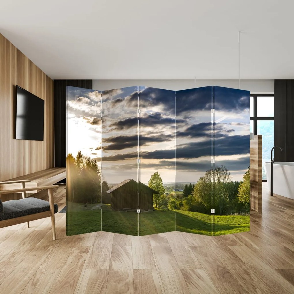Paravan - Cabana în pădure (210x170 cm)
