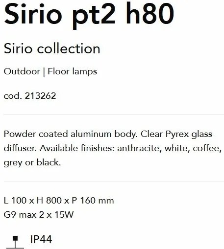 Stalp de iluminat exterior IP44 Sirio pt2 h80 Coffee