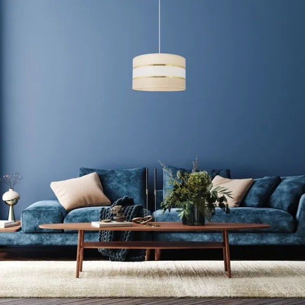 Lustră pe cablu HELEN 1xE27/15W/230V d. 35 cm crem/aurie