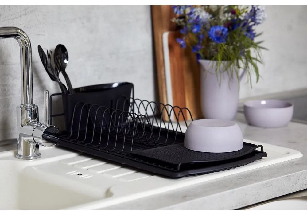 Suport pentru scurs vase Wenko Drip Basic, negru