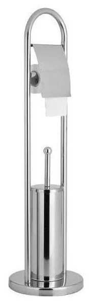 Aqualine - Perie WC de podea cu suport pentru hârtie igienică SAMBA 80x22 cm crom lucios