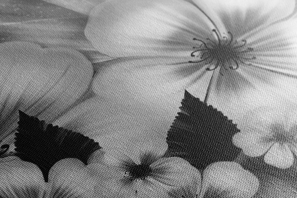 Tablou fantezie florală în alb-negru
