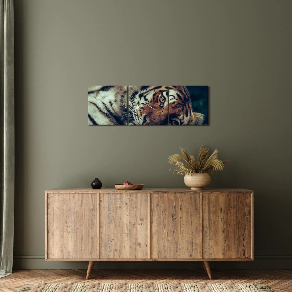 Tablou - Tigrul Siberian (cu ceas) (90x30 cm)