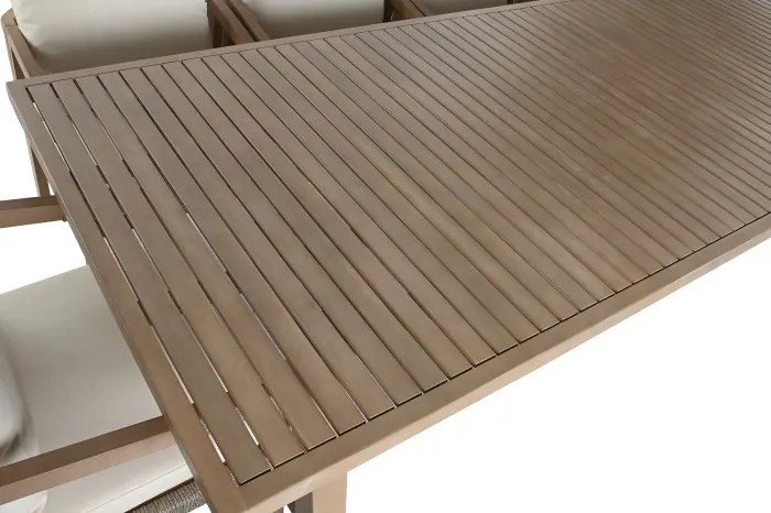 Set dining exterior din lemn de acacia, masă și 10 scaune cu perne și frânghie împletită, 11 piese, finisaj natural, „Roda”