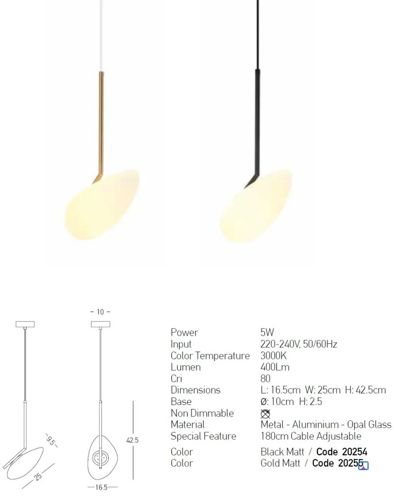 Pendul LED stil minimalist decorativ Rona negru