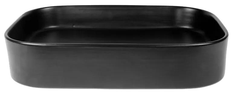 Lavoar baie pe blat negru mat 55 cm, dreptunghiular, Fluminia Capri 550x380 mm