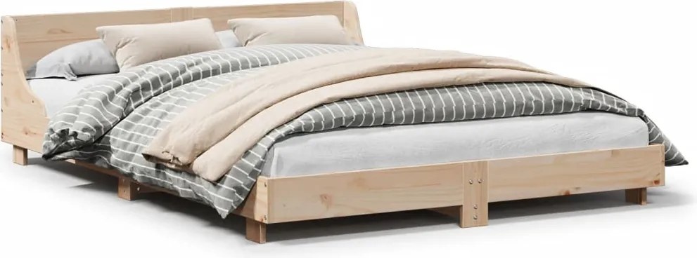 vidaXL Cadru de pat fără saltea, 140x190 cm, lemn masiv de pin