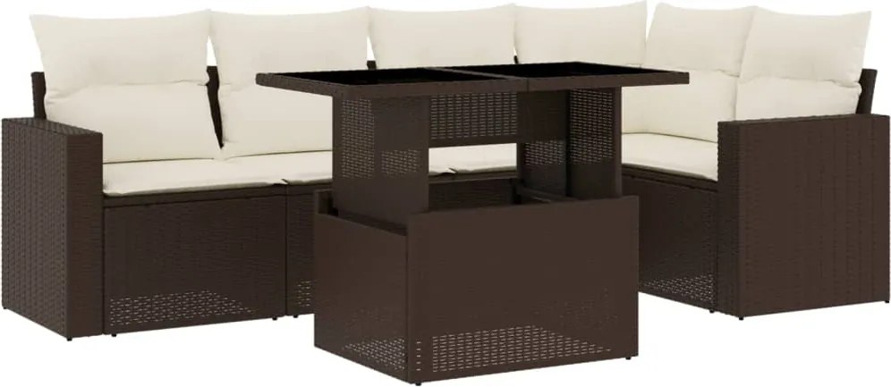 vidaXL Set canapele de grădină cu perne, 6 piese, maro, poliratan