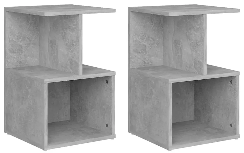 806355 vidaXL Noptiere, 2 buc., gri beton, 35x35x55 cm, PAL
