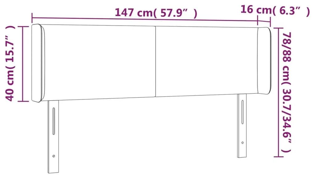 Tablie de pat cu aripioare gri deschis 147x16x78 88 cm textil 1, Gri deschis, 147 x 16 x 78 88 cm