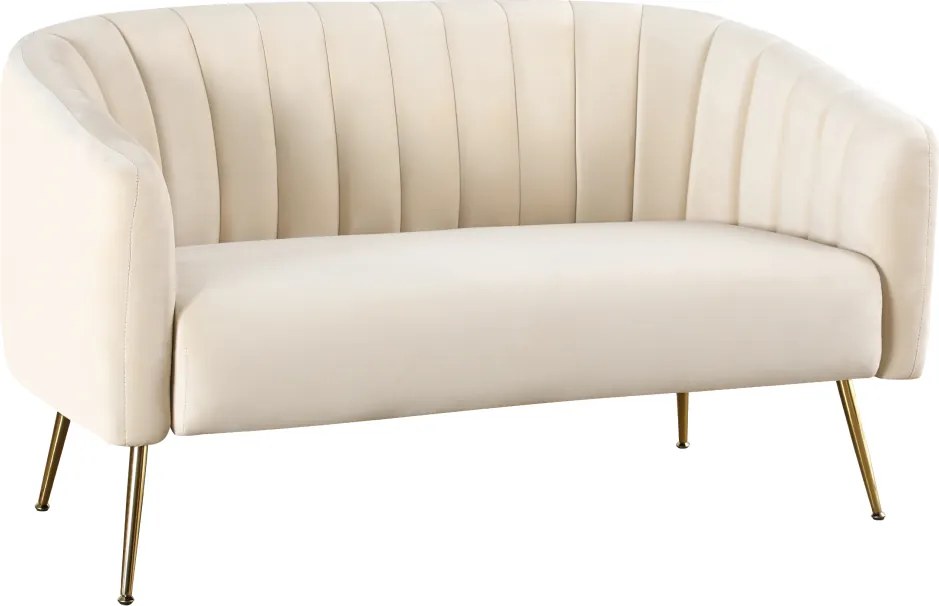 Canapea de design cu 2 locuri, ţesătură Velvet bej/gold crom-auriu, BAGY