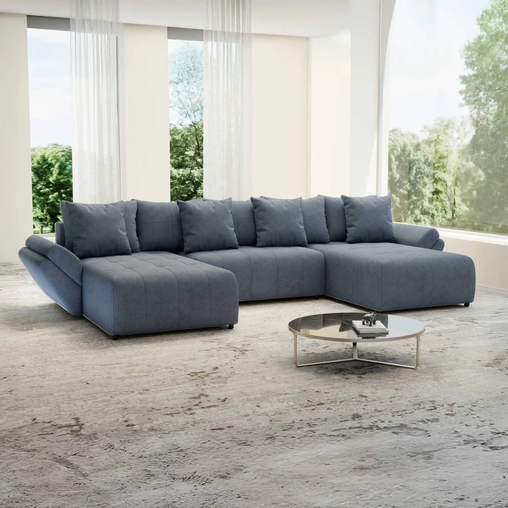 Colțar extensibil dumonde cu ladă de depozitare si sezut confortabil din spuma high-density, Berlin U Enjoy Antracit 380x180 cm